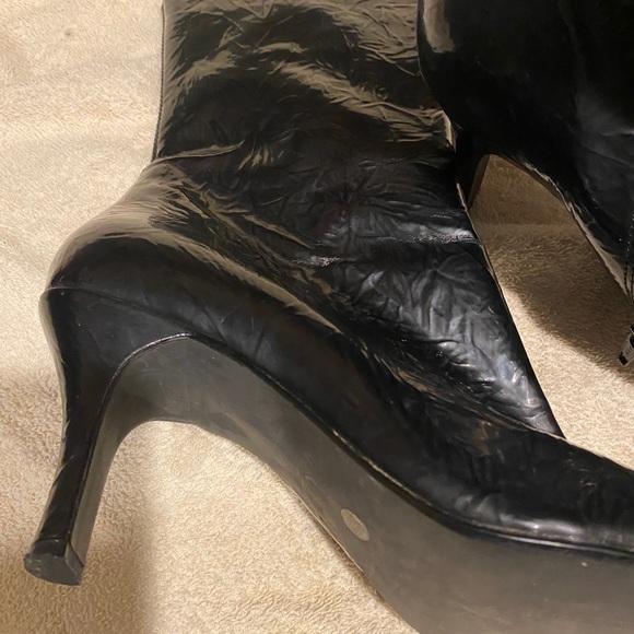 Mixit Ladies Black Mid Calf Patent Leather Boots - Picture 3 of 6